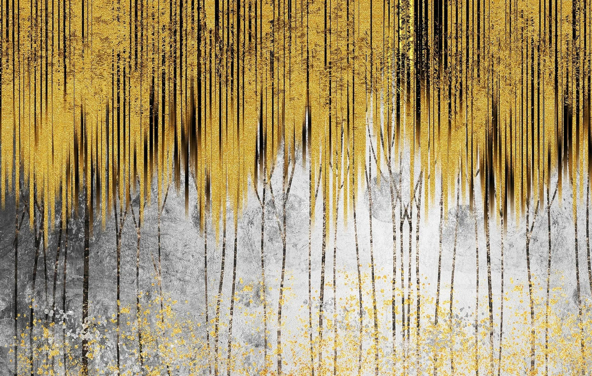 Tapet personalizat fine art cu dungi aurii si umbre negre golden curtains
