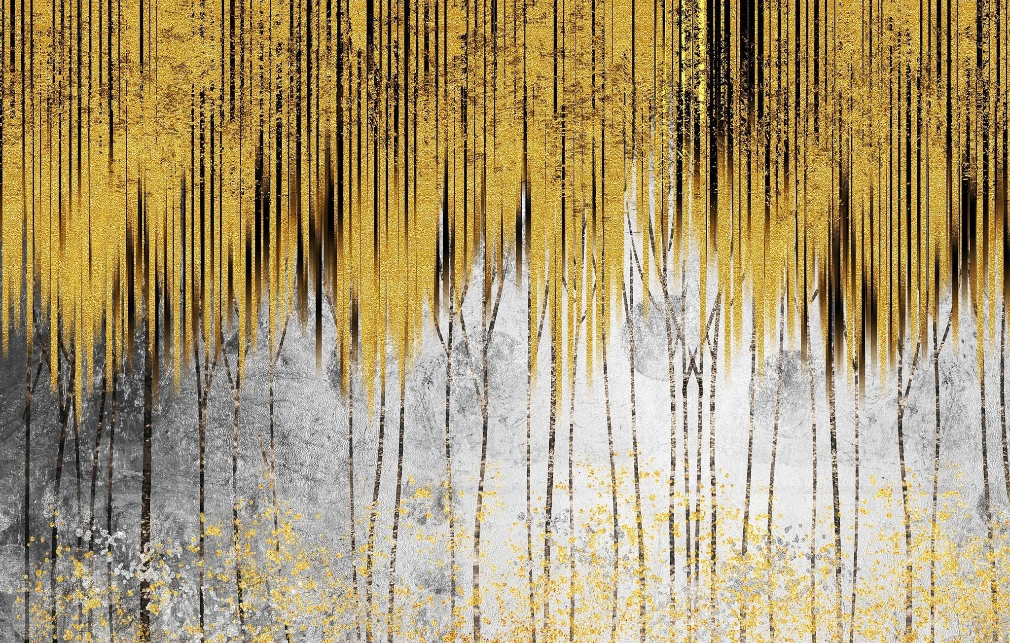 Tapet personalizat fine art cu dungi aurii si umbre negre golden curtains