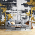 Tapet personalizat fine art cu texturi abstracte in negru si auriu fine arts in gold