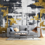 Tapet personalizat fine art cu texturi abstracte in negru si auriu fine arts in gold