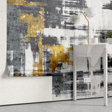 Tapet personalizat fine art cu texturi abstracte in negru si auriu fine arts in gold