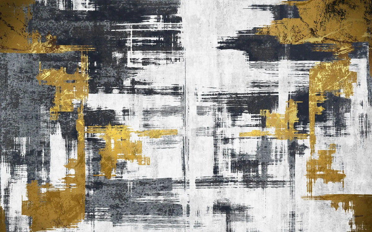 Tapet personalizat fine art cu texturi abstracte in negru si auriu fine arts in gold