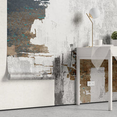 Tapet personalizat fine art cu texturi abstracte in maro si alb brown art wall