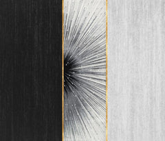 Tapet personalizat fine art cu elemente artistice abstracte in nuante de negru si detalii aurii black radius