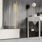 Tapet personalizat fine art cu dungi abstracte aurii si gri grainy rain