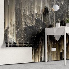 Tapet personalizat fine art in nuante de auriu si negru dark golden northen lights