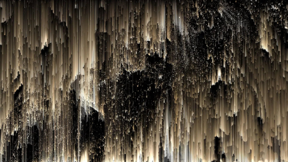 Tapet personalizat fine art in nuante de auriu si negru dark golden northen lights