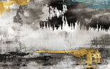 Tapet personalizat fine art cu textura de canvas pictat in nuante de negru si albastru cu detalii aurii painted canvas