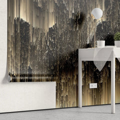 Tapet personalizat fine art in nuante de auriu si negru dark golden northen