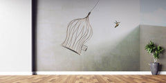 Tapet Personalizat Fine Art cu pasare salbatica evadand din colivie - BIRDCAGE FREE