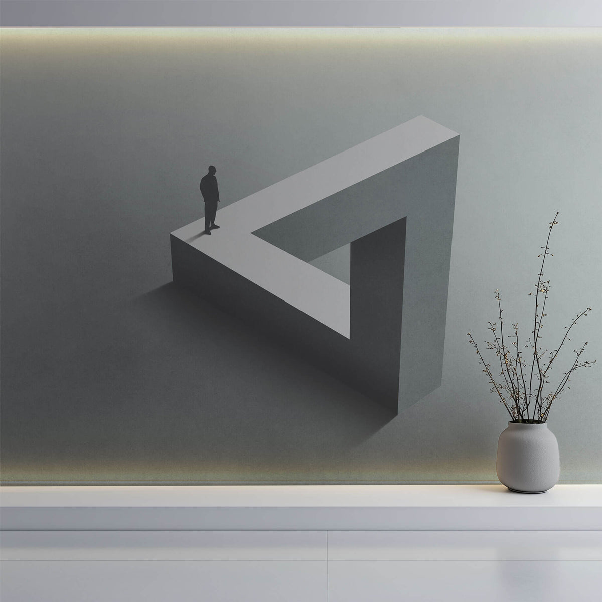Tapet Personalizat Fine Art cu constructie de ciment in iluzie optica - TRIANGLE ILLUSION