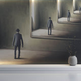 Tapet Personalizat Fine Art cu reflexia unui om in oglinda in mod repetat - MAN IN THE MIRROR