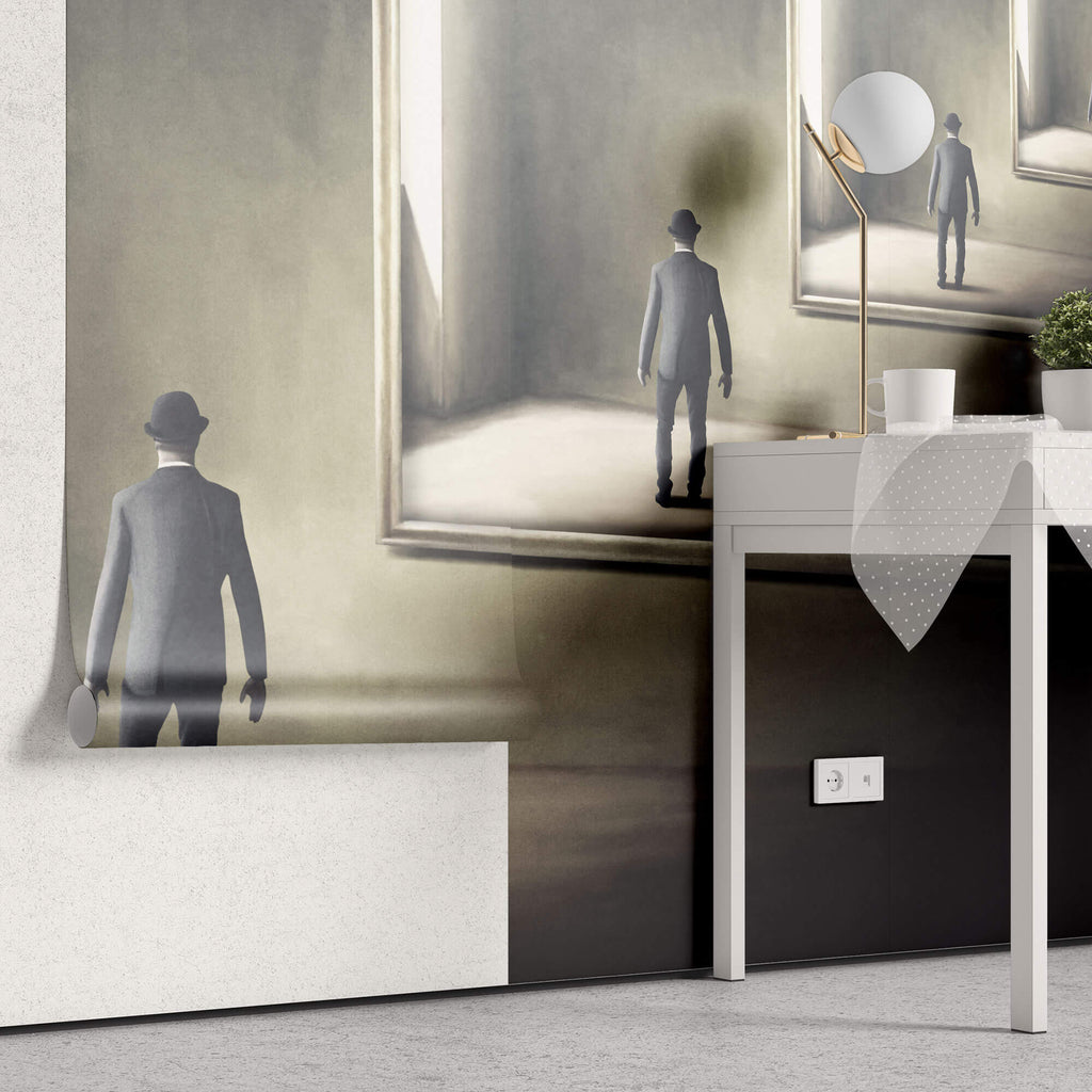 Tapet Personalizat Fine Art cu reflexia unui om in oglinda in mod repetat - MAN IN THE MIRROR
