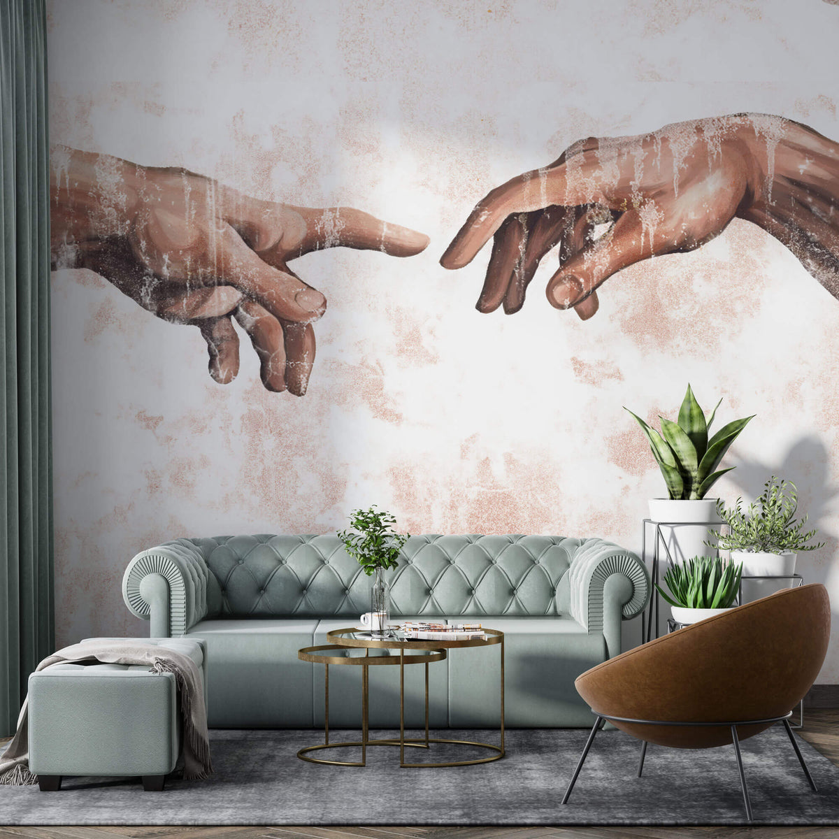 Tapet Personalizat Fine Art cu Creatia in varianta abstracta si cu textura vintage - THE CREATION BEIGE