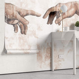 Tapet Personalizat Fine Art cu Creatia in varianta abstracta si cu textura vintage - THE CREATION BEIGE