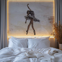 Tapet Personalizat Fine Art cu balerina pe un fundal bej cu caramida rosie - CREAM BALLERINA