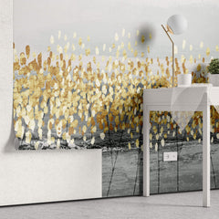 Tapet Personalizat Fine Art cu copaci abstracti cu frunze aurii - GOLDEN PLASTER LEAVES