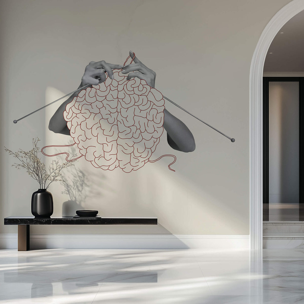Tapet Personalizat Fine Art cu creier crosetat intr-o viziune abstracta - BRAIN CROCHE