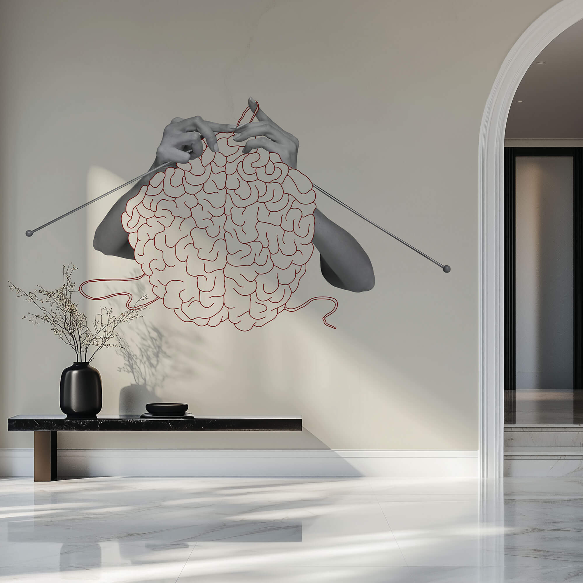 Tapet Personalizat Fine Art cu creier crosetat intr-o viziune abstracta - BRAIN CROCHE