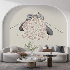 Tapet Personalizat Fine Art cu creier crosetat intr-o viziune abstracta - BRAIN CROCHE