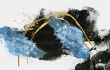 Tapet Personalizat Fine Art cu pictura artistica de accent in nuante de albastru negru si auriu 1 - TEXTURED SPLASH UP