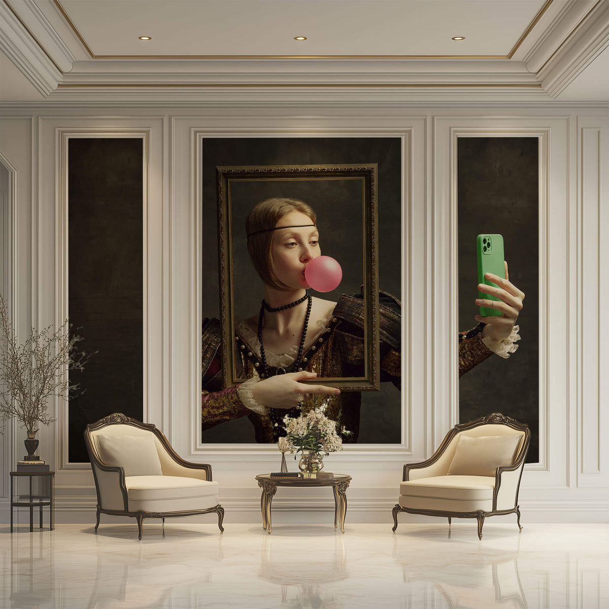 Tapet Personalizat Fine Art cu femeie in haine medievale reprezentand generatia Z - HISTORICAL GEN Z