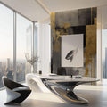 Tapet Personalizat Fine Art cu vopsea cimentata in nuante de gri si insertii aurii - INDUSTRIAL FINE ART