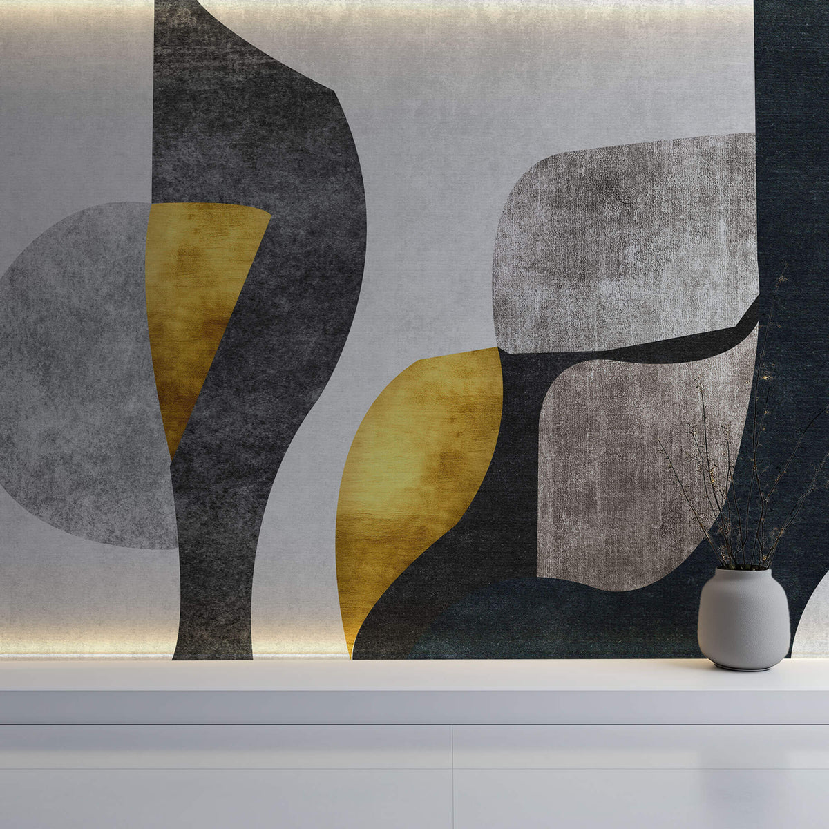 Tapet Personalizat Fine Art cu elemente abstracte si fundal texturat - MODERN ART