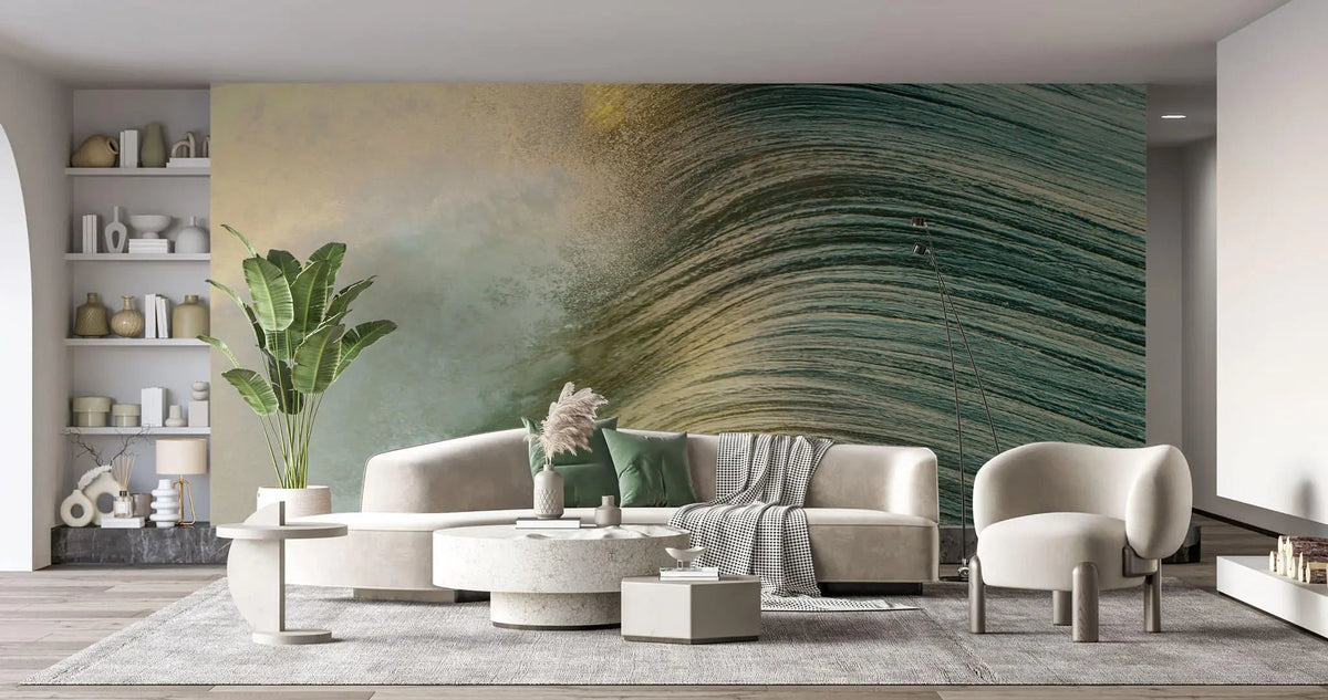 Tapet personalizat fotografie cu valurile marii in lumina apusului sunset waves