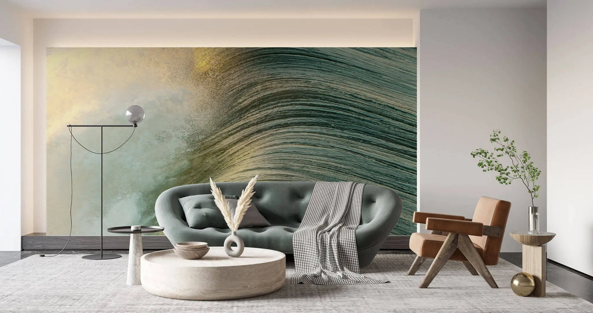 Tapet personalizat fotografie cu valurile marii in lumina apusului sunset waves