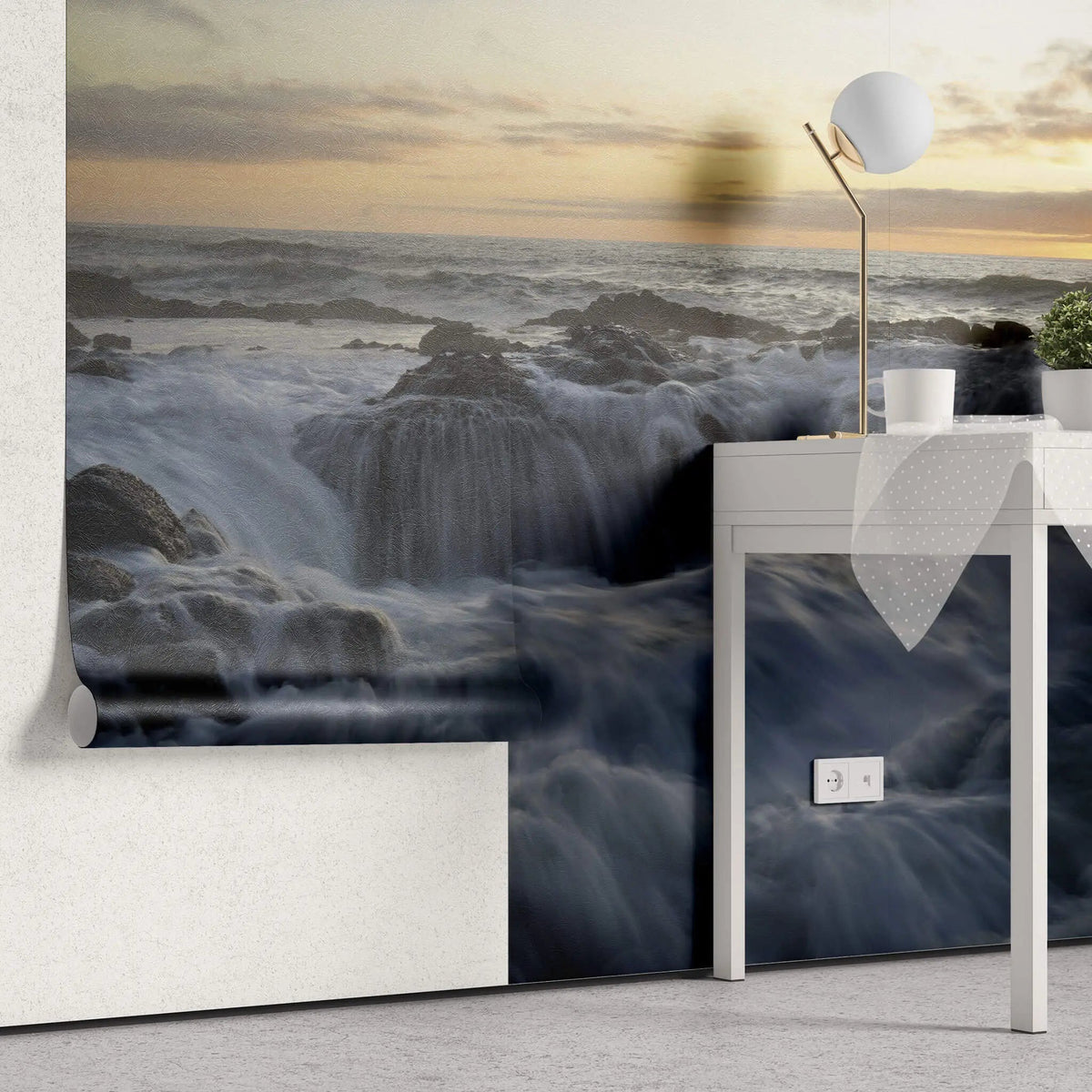 Tapet personalizat fotografie cu cascada surprinsa la rasarit dawn waterfall