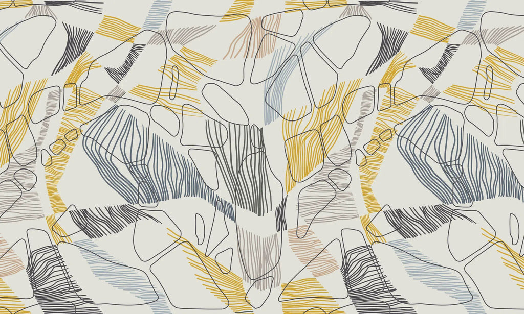 Tapet personalizat line art cu modele abstracte colorate abstract line art