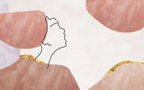 Tapet personalizat line art cu portret si nuante de roz african pink