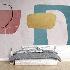 Tapet personalizat line art in nuante vivide de contrast mediterranean contrast