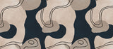 Tapet personalizat line art cu design integrat intr un pattern jucaus in nuante de albastru marin si bej