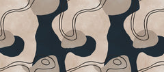 Tapet personalizat line art cu design integrat intr un pattern jucaus in nuante de albastru marin si bej