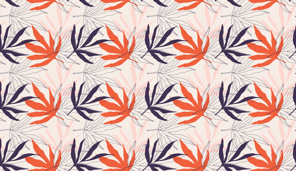 Coral Leaves Personalised Wallpaper