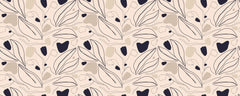Beige Line Tulips Personalised Wallpaper