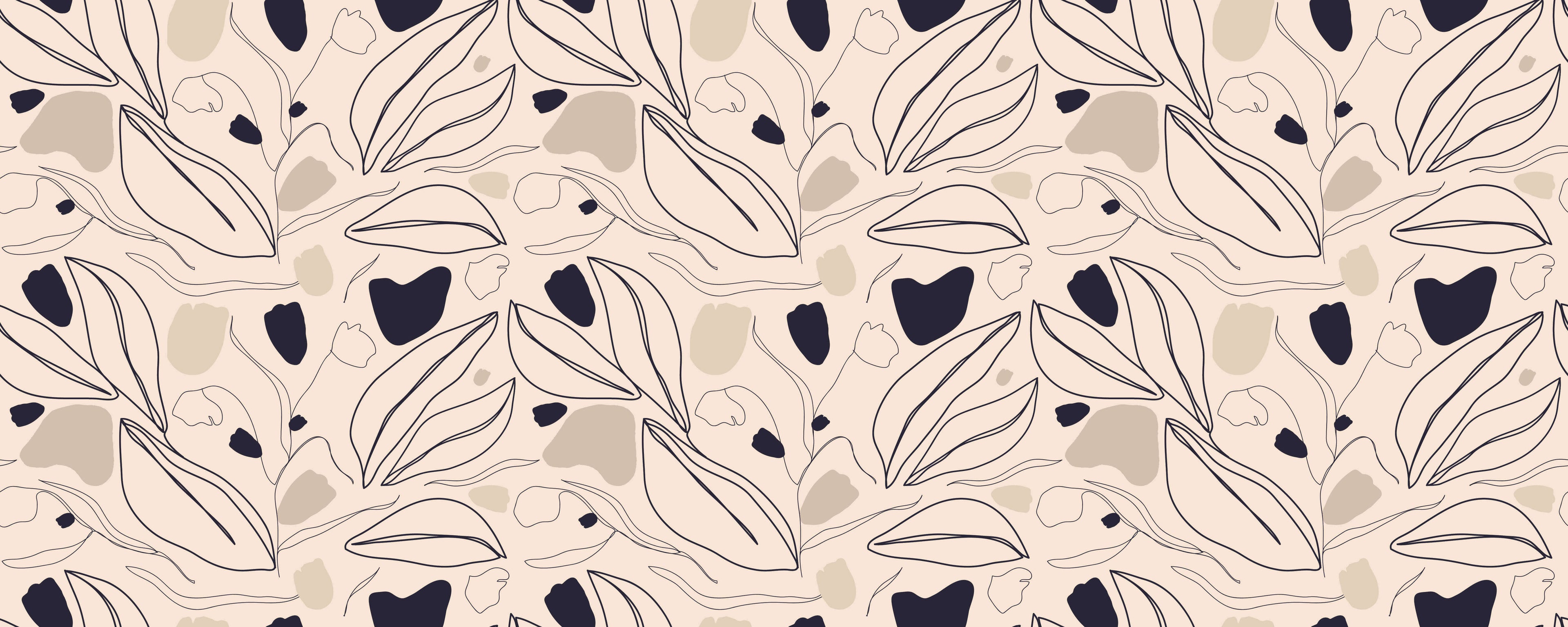 Tapet personalizat - BEIGE LINE TULIPS