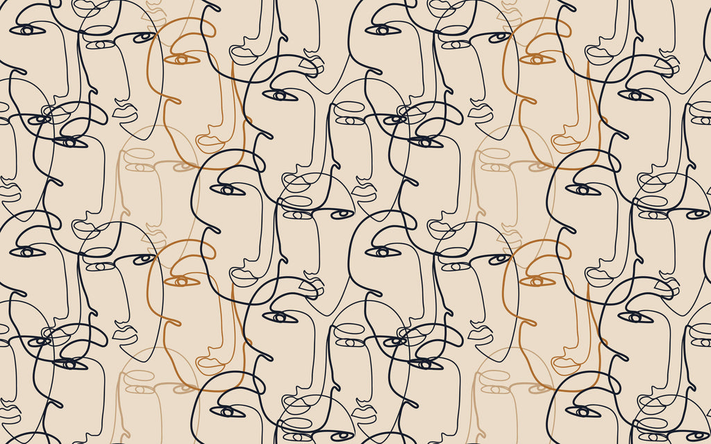Tapet personalizat - LINE ART FACES