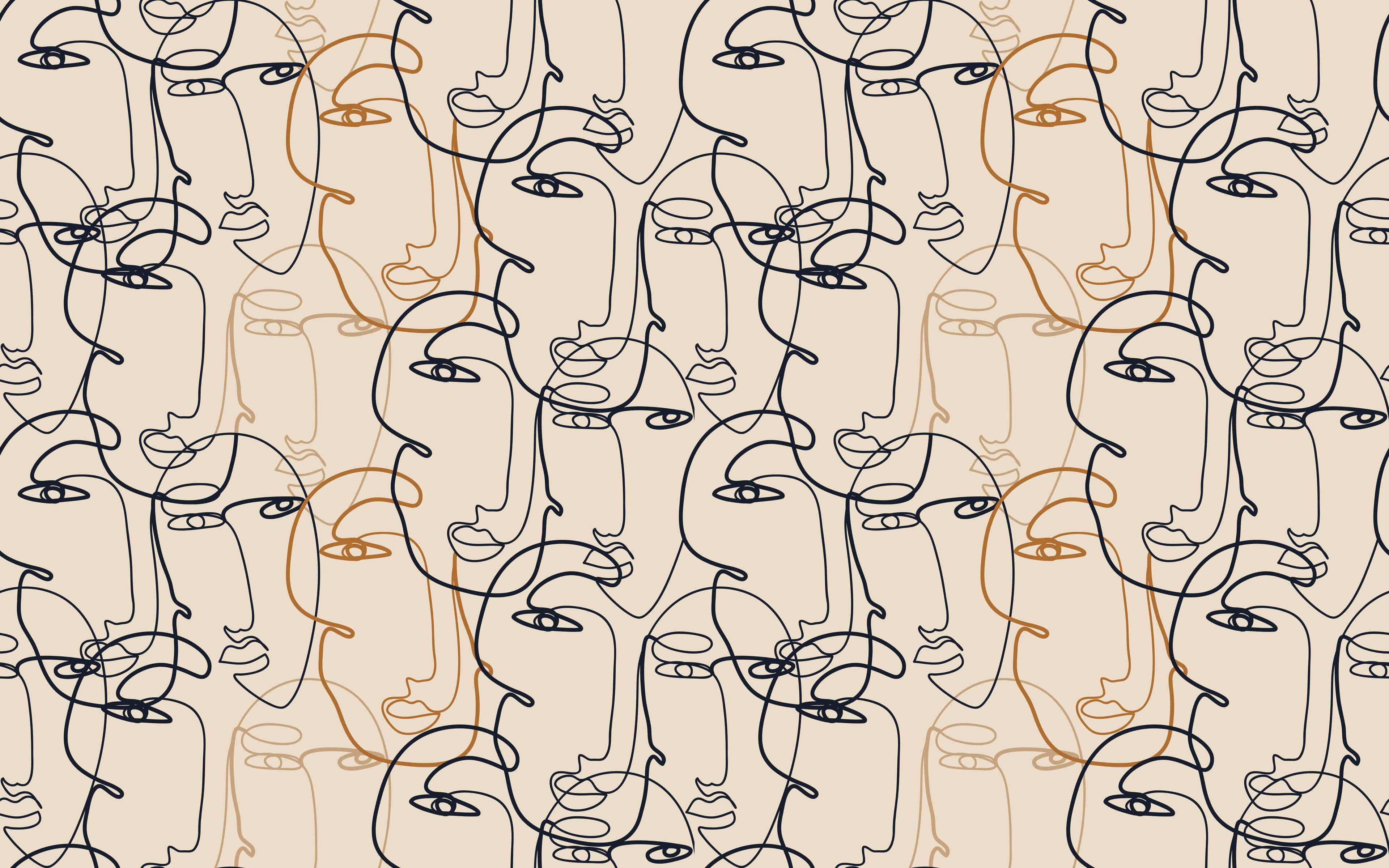 Tapet personalizat - LINE ART FACES