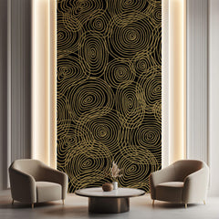 Tapet personalizat Line Art cu cercuri liniare ce amintesc de inelele de lemn - WOODEN LINES