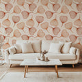 Tapet personalizat Line Art cu frunze mici in nuante de portocaliu - LITTLE ORANGE LEAVES
