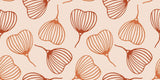 Tapet personalizat Line Art cu frunze mici in nuante de portocaliu - LITTLE ORANGE LEAVES