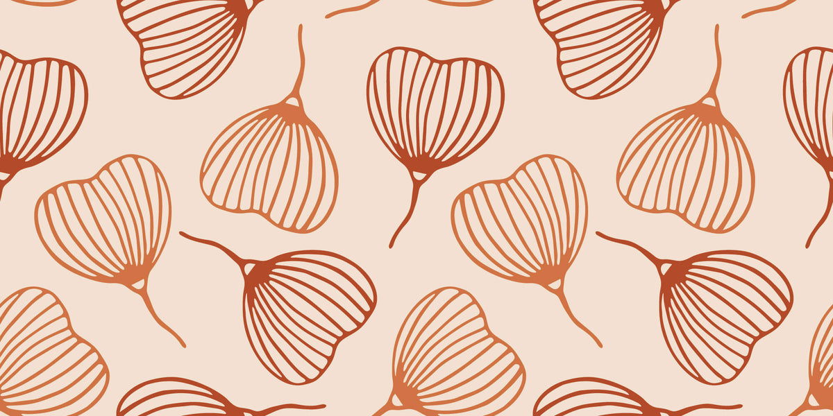 Tapet personalizat Line Art cu frunze mici in nuante de portocaliu - LITTLE ORANGE LEAVES
