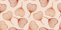 Tapet personalizat Line Art cu frunze mici in nuante de portocaliu - LITTLE ORANGE LEAVES
