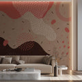 Tapet personalizat Line Art cu nuante pamantii si elemente minimaliste - EARTHY LINE ART