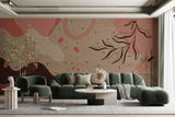 Tapet personalizat Line Art cu nuante pamantii si elemente minimaliste - EARTHY LINE ART