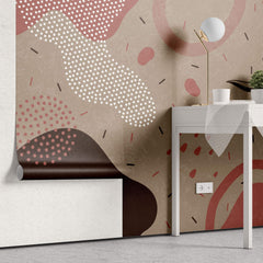 Tapet personalizat Line Art cu nuante pamantii si elemente minimaliste - EARTHY LINE ART