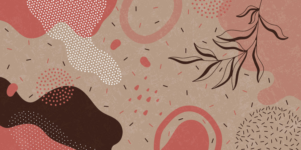 Tapet personalizat Line Art cu nuante pamantii si elemente minimaliste - EARTHY LINE ART